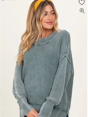 Pinkblush Maternity Ribbed Crewneck Sweater in Sage Green